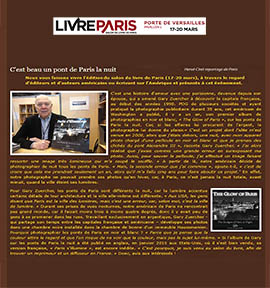 Livre Paris article reviewing The Glow of Paris; Paris Bridges at night.